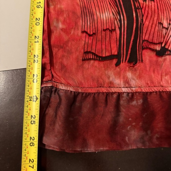 vtg Citron Santa Monica Red Silk Blend Art Print Wide Leg Pants Medium - Picture 11 of 12